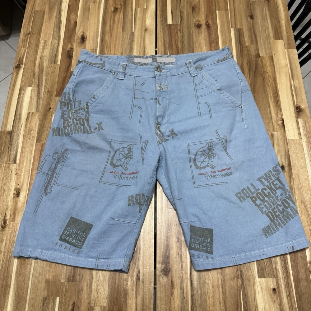 Vintage Marithe Francois Girbaud Jean Shorts Mens 42 All Over Print Baggy 90s